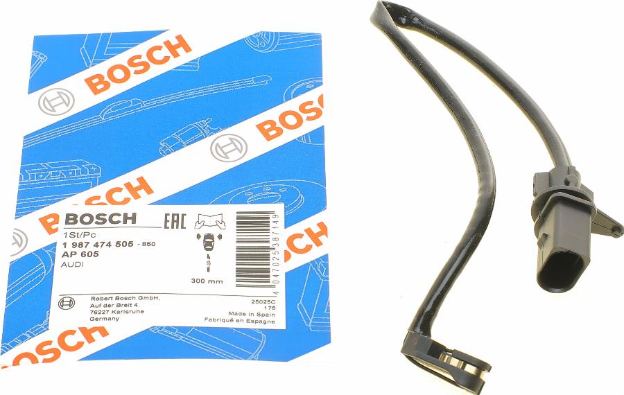 BOSCH 1 987 474 505 - Varningssensor, bromsbeläggslitage xdelar.se