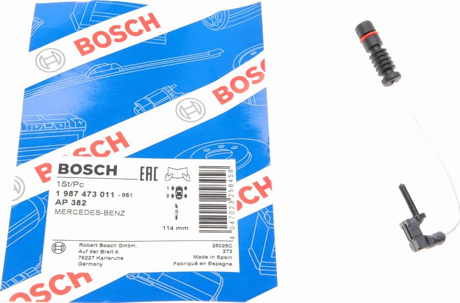 BOSCH 1 987 473 011 - Varningssensor, bromsbeläggslitage xdelar.se