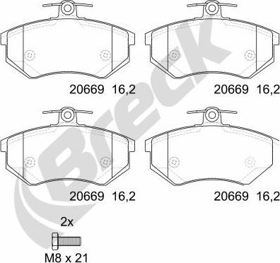 Breck 20669 00 701 00 - Bromsbeläggssats, skivbroms xdelar.se