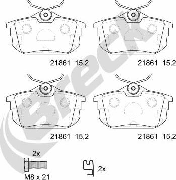 Breck 21861 00 704 10 - Bromsbeläggssats, skivbroms xdelar.se