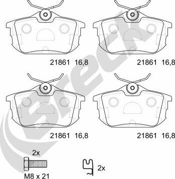 Breck 21861 10 704 10 - Bromsbeläggssats, skivbroms xdelar.se