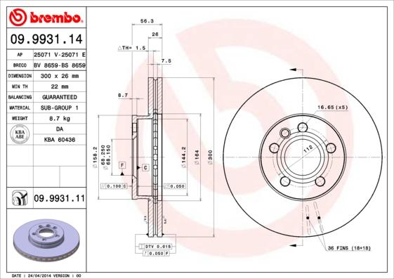 Brembo 09.9931.11 - Bromsskiva xdelar.se