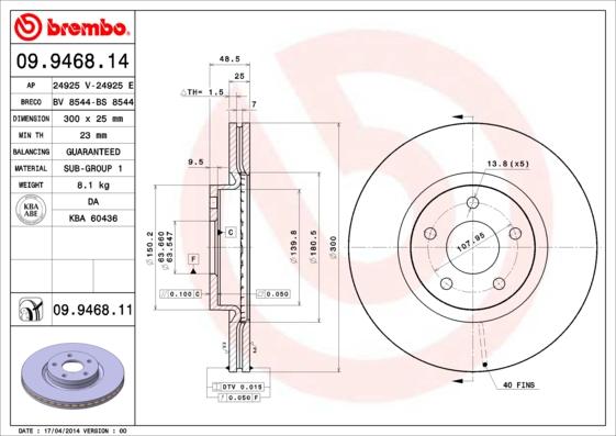 Brembo 09.9468.11 - Bromsskiva xdelar.se