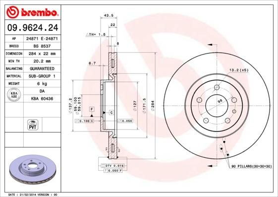 Brembo 09.9624.24 - Bromsskiva xdelar.se