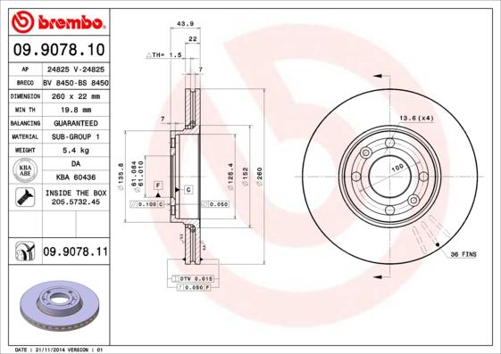 Brembo 09.9078.11 - Bromsskiva xdelar.se