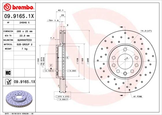 Brembo 09.9165.1X - Bromsskiva xdelar.se