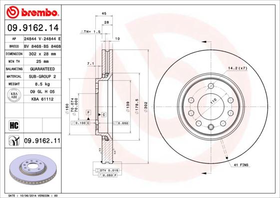 Brembo 09.9162.11 - Bromsskiva xdelar.se