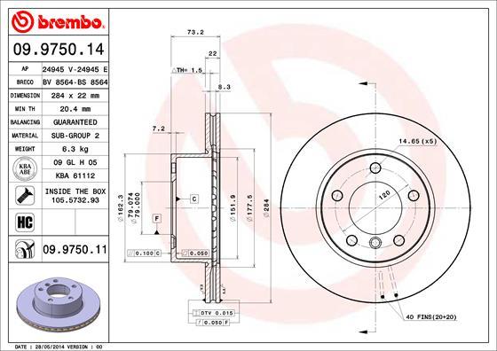 Brembo 09.9750.11 - Bromsskiva xdelar.se