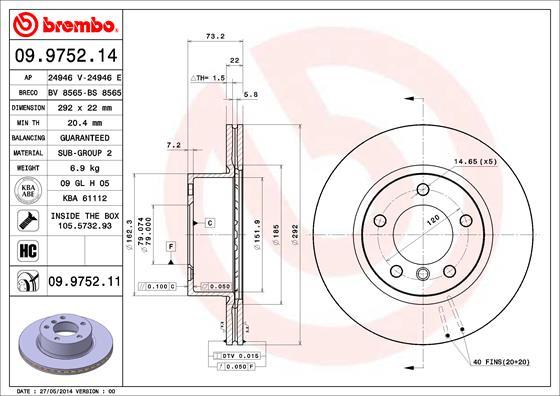 Brembo 09.9752.11 - Bromsskiva xdelar.se