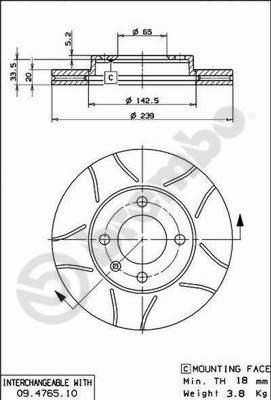 Brembo 09.4765.75 - Bromsskiva xdelar.se