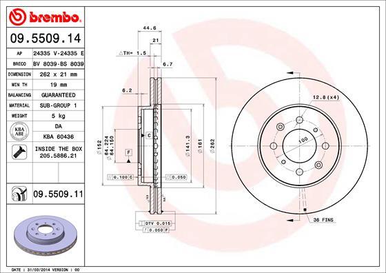 Brembo 09.5509.11 - Bromsskiva xdelar.se