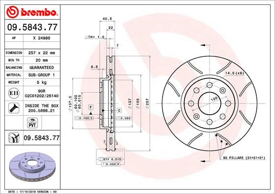 Brembo 09.5843.77 - Bromsskiva xdelar.se