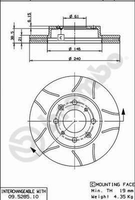 Brembo 09.5285.75 - Bromsskiva xdelar.se