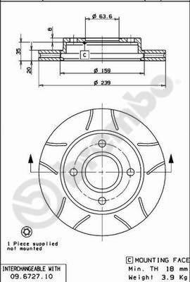 Brembo 09.6727.77 - Bromsskiva xdelar.se