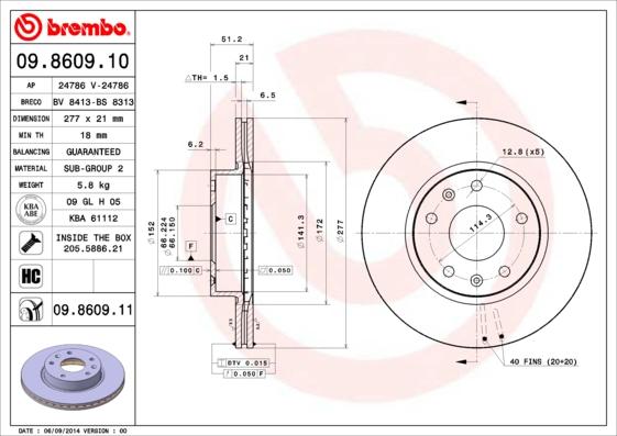 Brembo 09.8609.11 - Bromsskiva xdelar.se