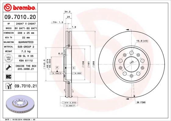 Brembo 09.7010.21 - Bromsskiva xdelar.se