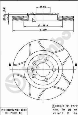 Brembo 09.7012.75 - Bromsskiva xdelar.se