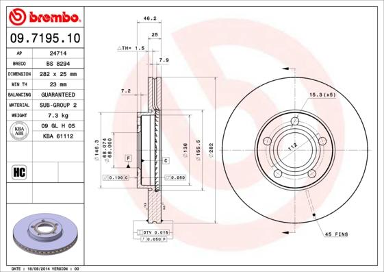 Brembo 09.7195.10 - Bromsskiva xdelar.se