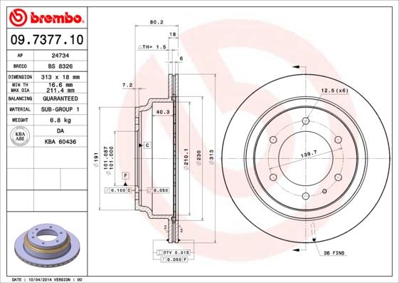 Brembo 09.7377.10 - Bromsskiva xdelar.se