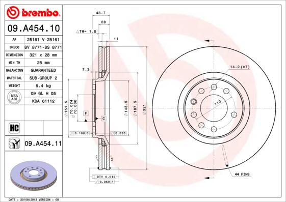 Brembo 09.A454.11 - Bromsskiva xdelar.se