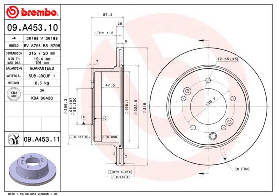 Brembo 09.A453.11 - Bromsskiva xdelar.se