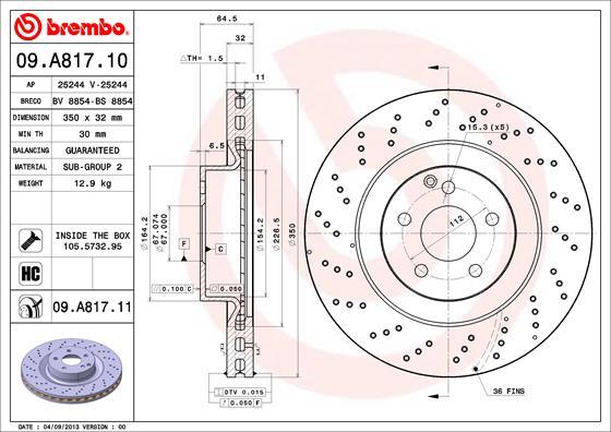 Brembo 09.A817.11 - Bromsskiva xdelar.se