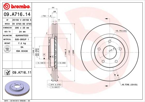 Brembo 09.A716.11 - Bromsskiva xdelar.se