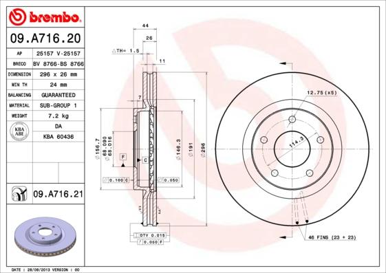 Brembo 09.A716.21 - Bromsskiva xdelar.se