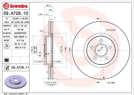 Brembo 09.A728.11 - Bromsskiva xdelar.se