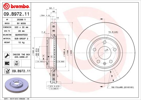 Brembo 09.B972.11 - Bromsskiva xdelar.se