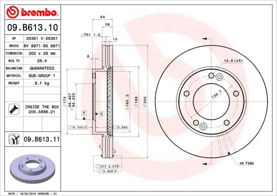 Brembo 09.B613.11 - Bromsskiva xdelar.se