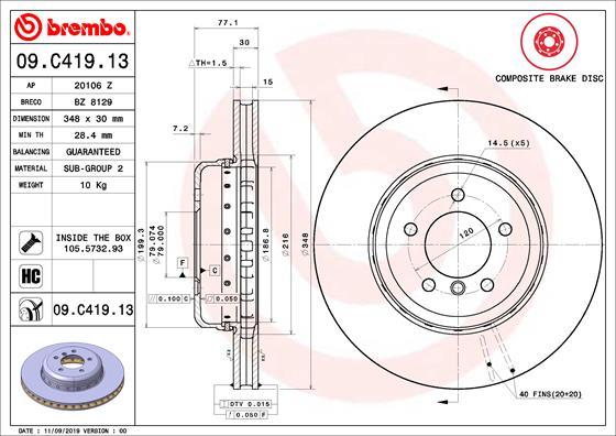 Brembo 09.C419.13 - Bromsskiva xdelar.se