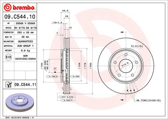 Brembo 09.C544.11 - Bromsskiva xdelar.se