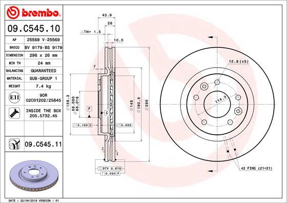 Brembo 09.C545.11 - Bromsskiva xdelar.se