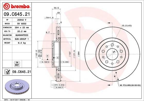 Brembo 09.C645.21 - Bromsskiva xdelar.se