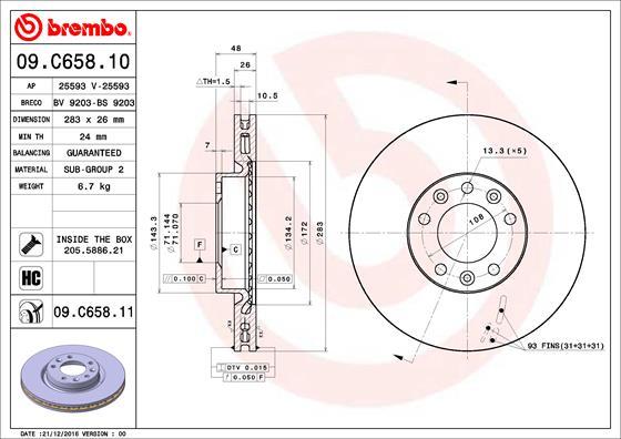 Brembo 09.C658.11 - Bromsskiva xdelar.se