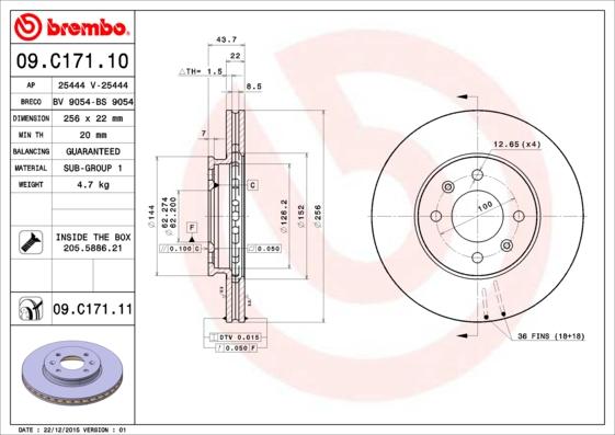 Brembo 09.C171.11 - Bromsskiva xdelar.se