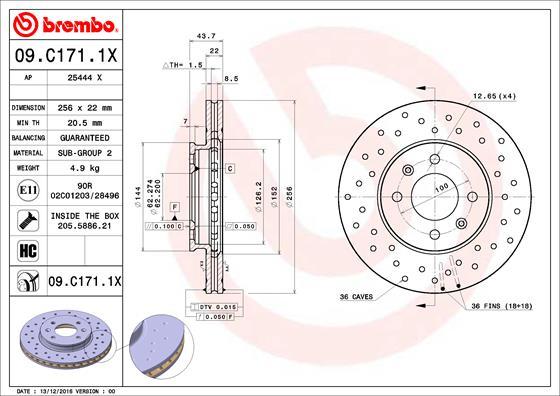 Brembo 09.C171.1X - Bromsskiva xdelar.se