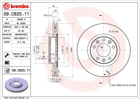 Brembo 09.C825.11 - Bromsskiva xdelar.se