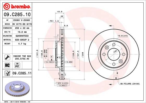 Brembo 09.C285.11 - Bromsskiva xdelar.se