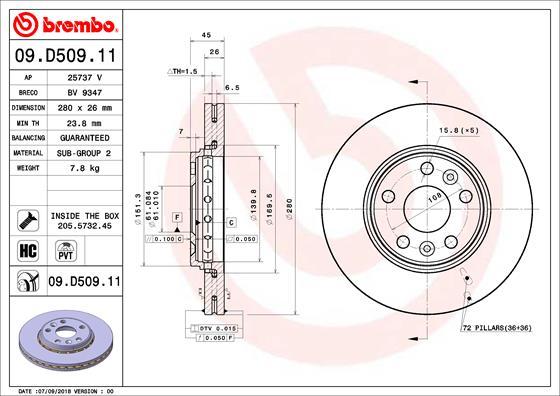 Brembo 09.D509.11 - Bromsskiva xdelar.se