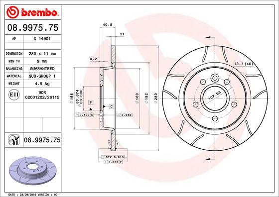 Brembo 08.9975.75 - Bromsskiva xdelar.se