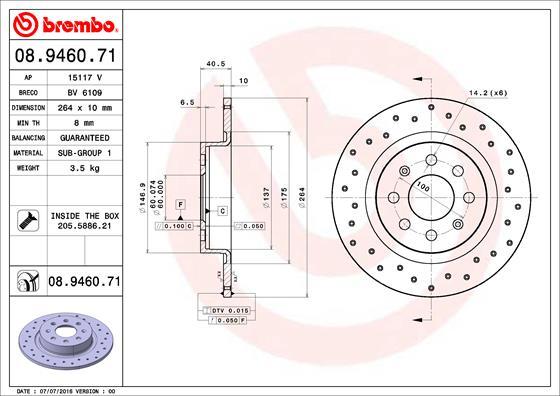 Brembo 08.9460.71 - Bromsskiva xdelar.se