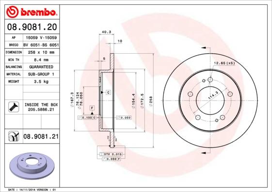 Brembo 08.9081.21 - Bromsskiva xdelar.se