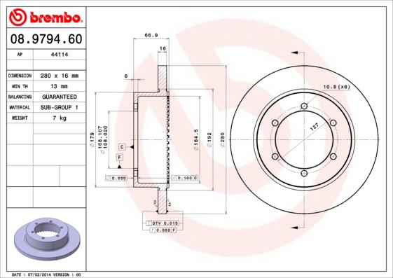 Brembo 08.9794.60 - Bromsskiva xdelar.se