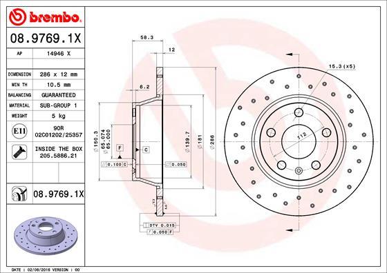 Brembo 08.9769.1X - Bromsskiva xdelar.se