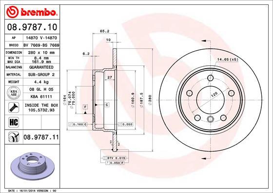 Brembo 08.9787.11 - Bromsskiva xdelar.se