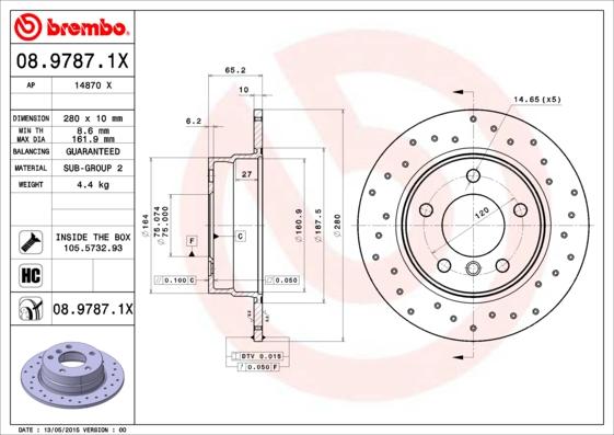 Brembo 08.9787.1X - Bromsskiva xdelar.se