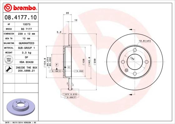 Brembo 08.4177.10 - Bromsskiva xdelar.se