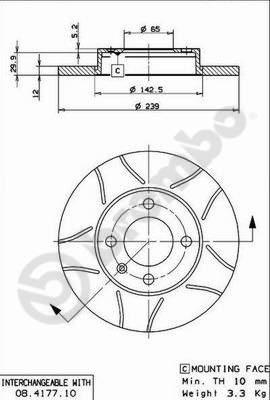 Brembo 08.4177.75 - Bromsskiva xdelar.se